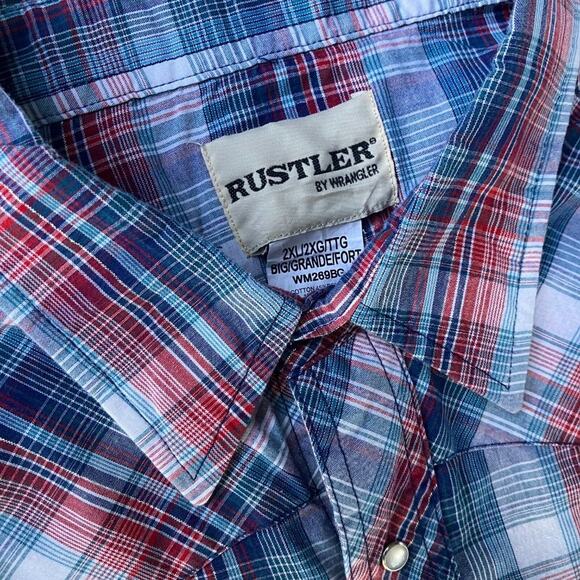 Wrangler VTG Rustler 2X Western short Sleeve Patriotic with silver accents - Picture 6 of 11